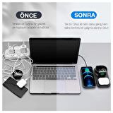 Coofbe Katlanabilir 3İN1 Masaüstü Telefon Şarj Standı Kulaklık Saat İphone Şarj İphone 12 13 14 Pro Max Şarj