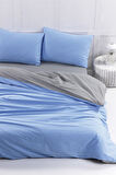 Aytunç Nefise %100 Pamuklu Çift Kişilik Koyu Mavi DoubleFace Nevresim Seti 200x220 cm
