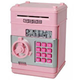 Elektronik Şifreli Kasa Otomatik Kağıt Para Alan ATM Kumbara Pembe