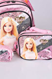 DEKOMUS İLE LİSANSLI BARBIE OKUL,KALEM VE BESLENME ÇANTASI SETİ