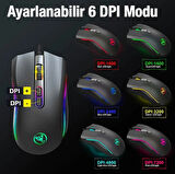 HXSJ A869 7200DPI Ayarlanabilir RGB Işık Gaming Oyuncu Mouse