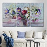 Aster Çiçeği Yağlı Boya Görünümlü Dekoratif Duvar Tablosu-3456