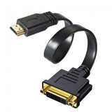 Hdmı erkek to DVI 24+5 dişi slim yassı çevirici kablo 30 cm