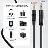 3,5 mm stereo erkek to 2.5 mm stereo erkek audio ses kablosu 1.5m
