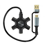 Usb A type C ses kartı ve 5 port kulaklık çoklayıcı dağıtıcı splitter