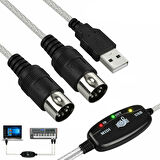 USB to midi Kablo dönüştürücü PC Müzik Klavye Adaptörü MIDI Kablosu
