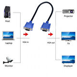VGA kablo 15 pim vga erkek erkek görüntü kablosu 50cm