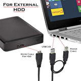 Usb 3.0 to mikro B harici hdd Y kablo harici harddisk kablosu 60cm
