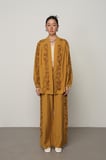 Kadın Şerit Gül ve Taş Detaylı Düz Oversize Kimono