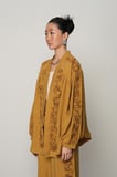 Kadın Şerit Gül ve Taş Detaylı Düz Oversize Kimono