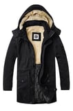 Regular Fit Çıkarılabilir Kapüşonlu saf pamuk gabardin kumaş Uzun Parka Kaban A.Siyah / M