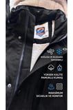Regular Fit Çıkarılabilir Kapüşonlu saf pamuk gabardin kumaş Uzun Parka Kaban A.Siyah / M