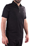 Twister 2298 Siyah Günlük Kısa Kol Normal Kesim Pamuklu Fermuarlı Polo Yaka Erkek Tişört