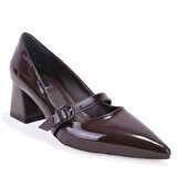 Dagoster DZA07-129604 Kahve Rugan Klasik Topuklu Kadın Ayakkabı