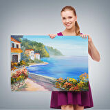 Deniz Manzarası Yağlıboya Görünüm Dekoratif Kanvas Duvar Tablosu-3458