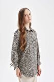 DeFacto Relax Fit Leopar Desenli Uzun Kollu Gömlek Tunik D2608AX24AUBG702