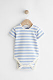 Next Baby Pamuklu Mavi Denim Fil Desenli Salopet Body Zıbın Set