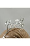 Bride Yazılı Metal Taç Gümüş gri renkli +Bekarlığa Veda Partisi Konsepti metal Taç