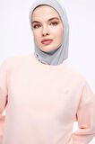 Haşema Yumuşak Dokulu Oversize Pudra Basic Günlük Sweatshirt ACT-22