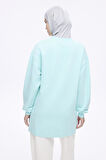Haşema Yumuşak Dokulu Oversize Yeşil Basic Günlük Sweatshirt ACT-22