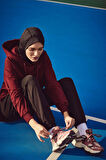 Haşema Yumuşak Dokulu Kapüşonlu Bordo Basic Günlük Sweatshirt ACT-21