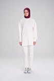 Haşema Yumuşak Dokulu Oversize Ekru Basic Günlük Sweatshirt ACT-14