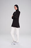 Haşema Yumuşak Dokulu Oversize Siyah Basic Günlük Sweatshirt ACT-14