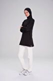 Haşema Yumuşak Dokulu Oversize Siyah Basic Günlük Sweatshirt ACT-14