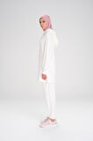 Haşema Yumuşak Dokulu Kapüşonlu Ekru Basic Günlük Sweatshirt ACT-13