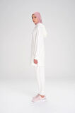 Haşema Yumuşak Dokulu Kapüşonlu Ekru Basic Günlük Sweatshirt ACT-13