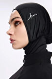 Haşema Performans Serisi Siyah Esnek Dokuma 6 Parça Tam Tesettür Mayo Takımı H-Per50 2020