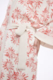 Haşema Pembe Çiçek Desenli Uzun Kimono 5043