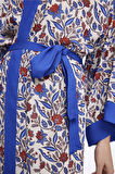 Haşema Mavi Çiçek Desenli Uzun Kimono 5049
