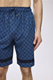 Haşema Yıldız Desenli Lacivert Erkek Kısa Havuz ve Deniz Şortu 5065