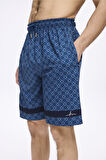 Haşema Yıldız Desenli Lacivert Erkek Kısa Havuz ve Deniz Şortu 5065