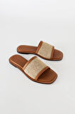 Haşema Kadın Hasır Detaylı Kahverengi Terlik 110-15