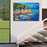 Liman Tekneleri Yağlıboya Görünüm Dekoratif Kanvas Duvar Tablosu-3461