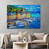 Liman Tekneleri Yağlıboya Görünüm Dekoratif Kanvas Duvar Tablosu-3461