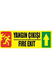 Fosforlu Fotolümen Levha Yangın Çıkışı Fire Exıt Yönlendirme Yukarı Ok 10x30 cm
