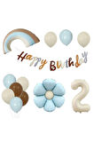 MAVİ PAPATYA FOLYOLU RETRO TAŞ BALON SET