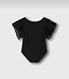 KIZ ÇOCUK PAMUKLU KOL KISMI GÜPÜRLÜ ÇIT ÇITLI BODY GÜNLÜK