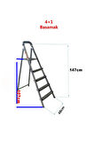 Katre Dayanıklı 4+1 Özel Tasarım Hafif, Kaymaz, Metal Basamaklı Katlanır Merdiven