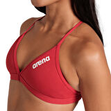 Team Swim Top Tie Back Solid Kadın Kırmızı Yüzücü Bikini üstü 004768450