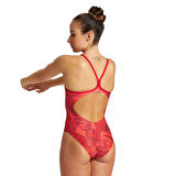 Arena W Tropicals Light Drop Back One Piece Kadın Kırmızı Yüzücü Mayosu 004644450