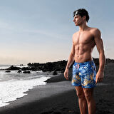 Water Prints Beach Erkek Mavi Deniz Şortu 007159710