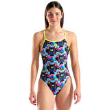 Multi Chameleons Swimsuit Lace Back Kadın Siyah Yüzücü Mayosu 010209560