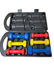 6 Kg Vinly Kaplı Dipping Dumbbell Set Kadınlar İçin Çantalı Dambıl Set 0,5 kg, 1 Kg, 1,5 kg