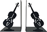 Hero Dizayn Metal Gitar Desenli Kitap Desteği Kitap Tutucu Ev ve Ofis Dekoratif Aksesuar 2 Li Set