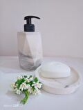 Marble Sabunluk Wc Fırçası Çöp Kutusu Tepsi Beton Sıvı Ve Katı Sabunluk