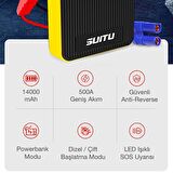 Coofbe Şarjlı 14000mAh Akü Takviye Seti Jump Starter Tüm Akülere Uyum Powerbank Led Işıklı Akü Şarjı